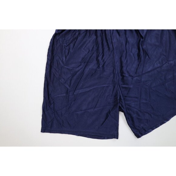 Vintage 90s Wilson Mens Large Blank Silky Nylon Basketball Shorts Navy Blue USA - Picture 7 of 13